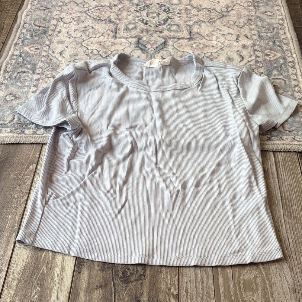 Pink Rose Light Gray Short Sleeve Top